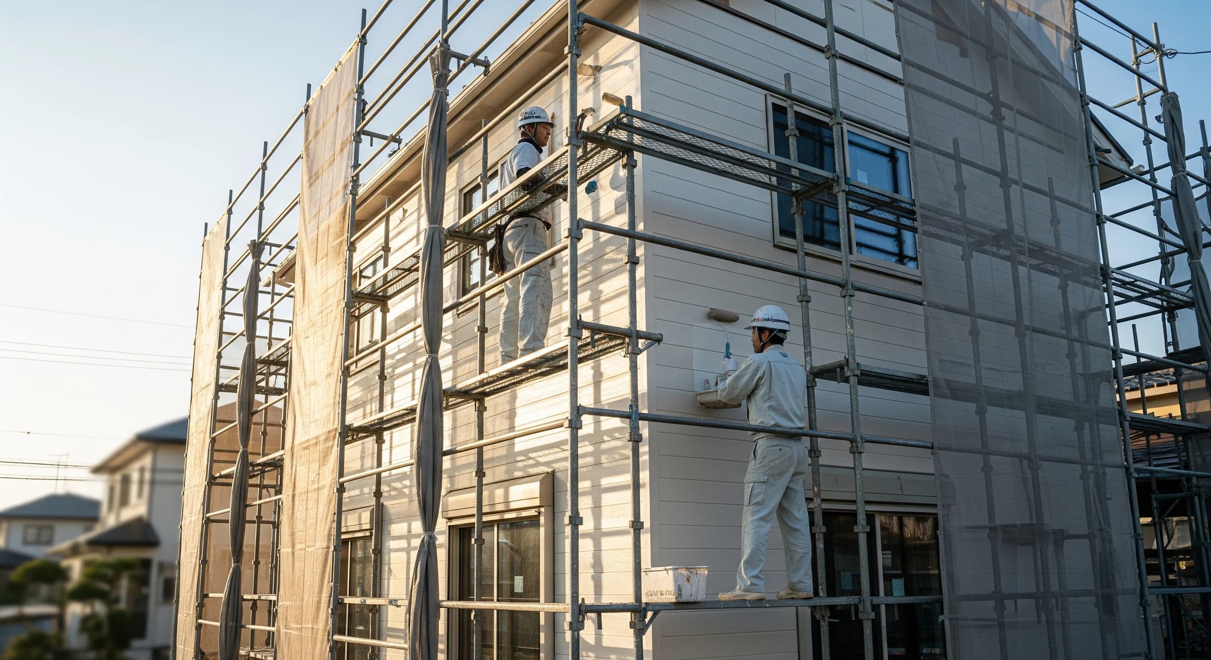 外装塗装中の自社職人